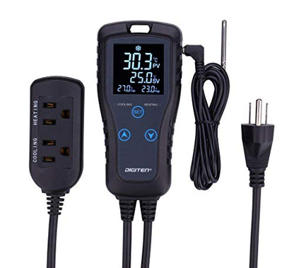 Digital Temperature Controller 2-Stage Thermostat Outlet Heating & Cooling Mode for Chest Freezer Refrigerator Homebrew Fermenter Greenhouse 110V 10A 1100W