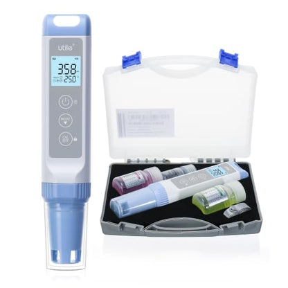Utile pH Meter Pro, ±0.01 Accuracy pH Tester Kit, Auto Temp. Compensation, Auto 1-3 Points Calibration,IP67 Waterproof,LCD Display,4434.0003.1