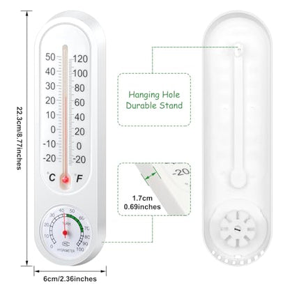 Leinuosen 3 Pcs Indoor Outdoor Wall Thermometer Humidity Meter Vertical Thermometer and Hygrometer Wireless Temperature Humidity Gauge Meter with Fahrenheit/Celsius for Patio Garden