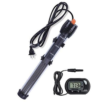 Orlushy Submersible Aquarium Heater, Adjustable Fish Tahk Heater with Free Thermometer Suitable for Marine Saltwater and Freshwater - size: C300