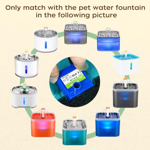 Cat Water Fountain Pump, Pet Water Fountain Pump Compatible Motor, DR-DC160 for Cat Drinking Fountain Cat Water Dispenser Replacement (Pump) | IP68Waterproof, Blue LED light, USB Port, Ultra-Quiet At Under 25 dB, Low Power Consumption Of 1.5 W