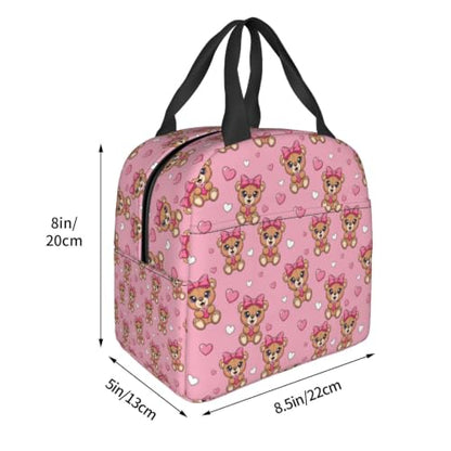 Unisex Bear Bow Print Insulated Cooler Lunch Bag | Cute Bear Bow Pink, Waterproof Leakproof Lunch Tote, Multi-Use Portable Cooler for Outdoor Scenarios - color: Pattern (849)