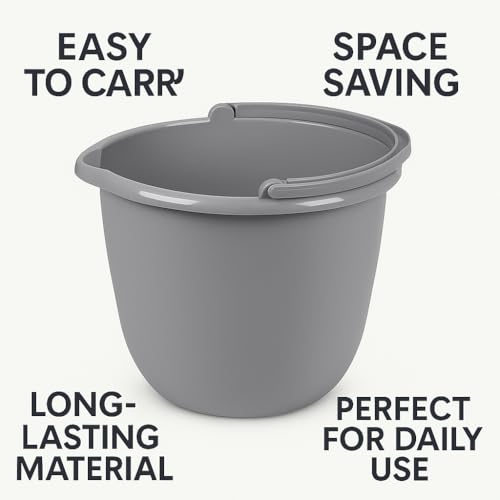 10 Qt. Spout Pail – Classic Titanium Plastic Utility Bucket with Comfortable Handle, Durable Multi-Purpose Pail for Household Cleaning & Storage