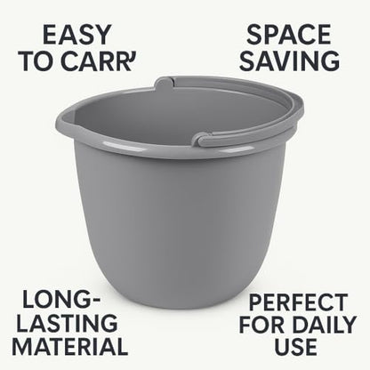 10 Qt. Spout Pail – Classic Titanium Plastic Utility Bucket with Comfortable Handle, Durable Multi-Purpose Pail for Household Cleaning & Storage