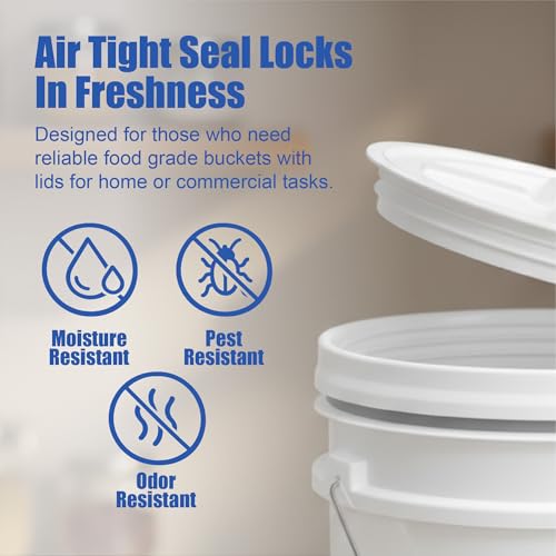 3.5 Gallon Bucket, Food-Grade w/Lid, BPA-Free, White, 1 Pack | Airtight Gamma Seal Screw-On Lid, Heavy-Duty 90 Mil HDPE Plastic, Food Safe and Durable Container, Bulk Storage, Made in USA - color: White, size: 1 Pack