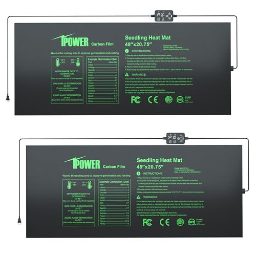 iPower 2-Pack Seedling Heat Mat for Plants with Dual Digital Temperature Controller, MET Certified Heating Pad, 48" x 20.75", Black - size: 48" x 20.75"(x2), style: with Digital Controller