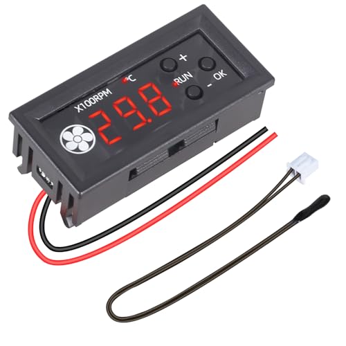 Fan Temperature Controller, ICSTATION DC 12V PWM 4-Wire Fan Speed Controller Module with Temperature Probe Digital Display ℃ Temperature Controlled Governor for 3A Fan PC
