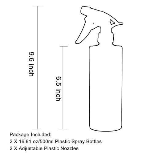 360° Water Spray Bottle 2 Pack 16 oz Continuous Plastic Empty Spray Bottles Mister for Hair,Cleaning,Plants,Upside Down,Fine Mist and Stream Setting,Black - color: Black