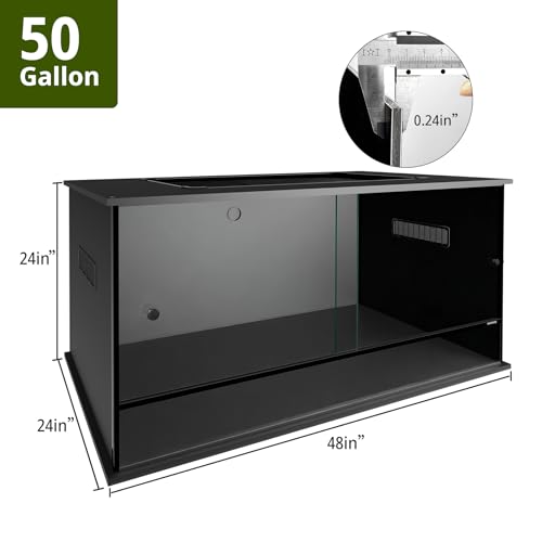 36x18x18 Inch PVC Reptile Enclosure,50 Gallon Reptile Tank Cage for Snake,Ball Python,Bearded Dragon,Gecko,Lizard,Turtle with Front Sliding Door and Top Screen Ventilation