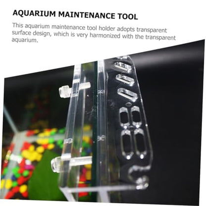 Abaodam Fish Tank Tweezers and Scissors Holder Rack Transparent Acrylic Aquarium Cleaning Accessory Organizer Wall-Mounted Tool Storage for Scissors Tweezers and More
