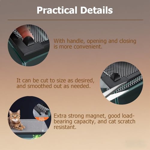 Terrarium Lid, Adjustable Magnetic Fish Tank Lid Net Cover, Aquarium Anti Jumping Mesh Hood Cover, Protect Reptiles from Escaping(130x50cm) - size: 130x50cm