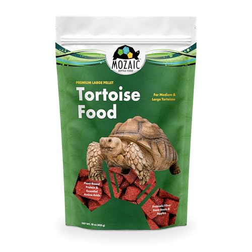 Mozaic Tortoise Food 2-Pack, 30 oz Total (2 x 15 oz Bags) - Premium Large Tortoise Pellets for Sulcata, Russian, Red Footed, Hermann's, & Desert Tortoises - Complete & Balanced Nutrition - size: 15 Ounce (Pack of 2)