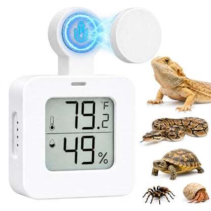 Magnetic Reptile Thermometer Hygrometer,Large Screen °F/°C Digital Temp&Humidity Gauge for Terrarium Tank Enclosure,for Gecko,Bearded Dragon,Snake,Tortoise,Hermit Crab,Jumping Spider (1 White) - color: 1 White