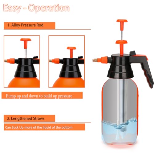 MRPAPA Pressurized Hand Sprayer - Multi-Purpose Garden Sprayer 35 Oz with Adjustable Nozzle (1L-Orange) - color: 1L-orange