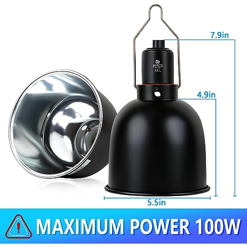 Reptile Light Fixture, 5.5 inch Optical Reflection Deep Dome Heat Lamp Fixture, UVB Heat Basking Lamp Fixture for Amphibian Reptile Terrariums - size: 5.5in Deep Dome