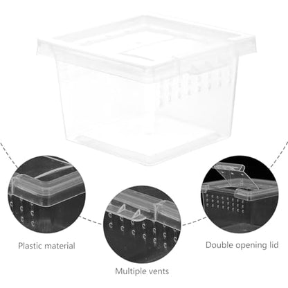 Reptile Breeding Box Plastic Habitat Case for Lizards Geckos and Insects Climbing Pet Feeding Container Suitable for Travel and Display