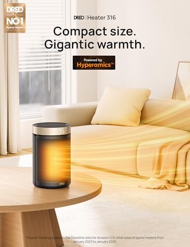 DREO Space Heater, Portable Electric Heaters for Indoor Use with Thermostat - color: Gold