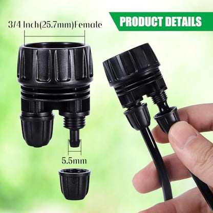 3/4'' to1/4'' Drip Irrigation Hose Adapter,Drip Tubing to Faucet | 2 Way 3/4" Faucet Adapter to 1/4" Irrigation tubing, 3/4"Garden Faucet to 1/4 Irrigation Tubing for Garden Irrigation System - size: 2 Way Hose 3/4" to 1/2"