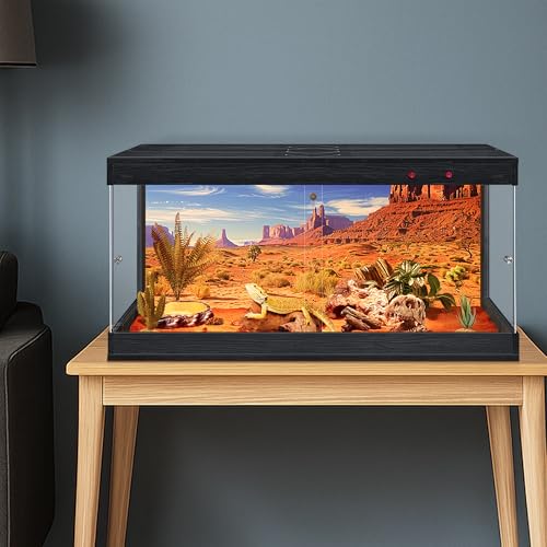ROYXEN Reptile Enclosure,36 Gallons Reptile Tank with Wooden Top and Lockable Design,Tempered Glass Bearded Dragon Tank for Lizard Gecko Habitat (Black,32" Length) - color: Black, size: 36 Gallons,32" Length