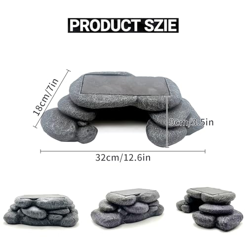 Large Bearded Dragon Basking Platform, Lizard, Snake or Reptile Hide with Heat Storage Slate Stone, 12.6x7x3.5 inch Oversized Gecko Hide Cave - size: L / 12.6x7x3.5 inch