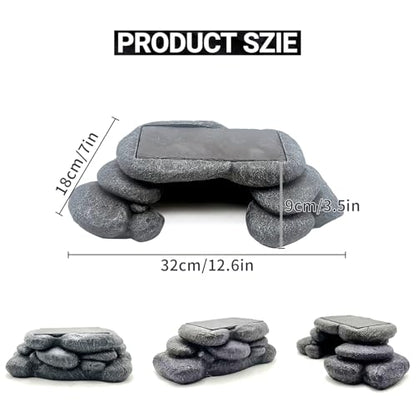 Large Bearded Dragon Basking Platform, Lizard, Snake or Reptile Hide with Heat Storage Slate Stone, 12.6x7x3.5 inch Oversized Gecko Hide Cave - size: L / 12.6x7x3.5 inch
