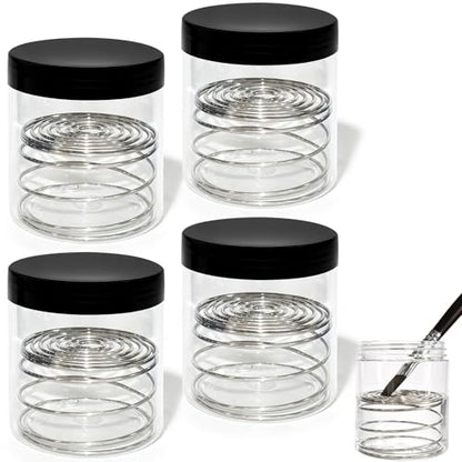 4Pcs Paint Brush Cleaner Tool,Paint Brush Cleaner with Aluminum Coil Brush Cleaning Tank for Painting Water Oil Acrylic Art Supplies