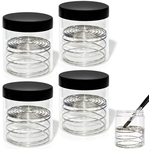4Pcs Paint Brush Cleaner Tool,Paint Brush Cleaner with Aluminum Coil Brush Cleaning Tank for Painting Water Oil Acrylic Art Supplies