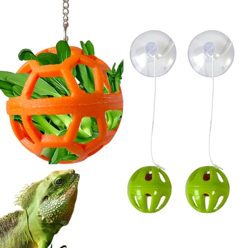 5PCS Bearded Dragon Enrichment Toys Feeder Ball, Interactive Feed Toys,Bells Exercise Ball for Lizard Gecko Reptile Animals,Reptile Tank Accessories