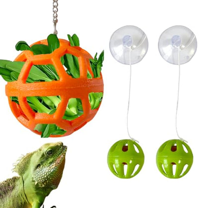 5PCS Bearded Dragon Enrichment Toys Feeder Ball, Interactive Feed Toys,Bells Exercise Ball for Lizard Gecko Reptile Animals,Reptile Tank Accessories