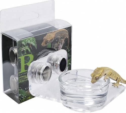 Strong Magnetic Reptile Ledge - Acrylic Gecko Feeding Ledge with Cups, Heavy Duty Elevated Reptile Food and Water Feeder Dish for Crested Gecko, Gargoyle Gecko, Chameleon, Anole