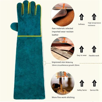 Animal Handling Anti-Bite Gauntlet, 60cm/23.6" Long Sleeve Protective Glove, Bite-Resistant for Cat, Dog, Snake, Falcon, Reptile Handling and