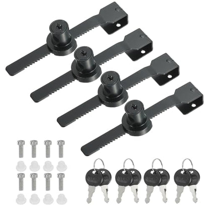 PATIKIL Sliding Glass Cabinet Lock, 4Pcs Keyed Alike Showcase Lock Chrome Finish Ratchet Lock No Drill Glass Door Lock for 5-10mm Glass Door, Black - style: Keyed Alike