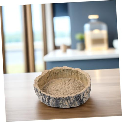 Mipcase Tortoise Hide Gecko Accessories Reptile Supplies Resin Feeding Bowl Natural Tree Stump Shape Reptile Food Storage Container Water Feeder