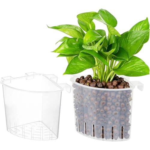 Borlech 2026 Latest Model Large Aquarium Corner Planter Hanging Plant Holder for Fish Tank Aquaponic Plant Cultivation and Aquascape Accessories Decorations (2 Pack) Transparent - color: Transparent-2 Pack