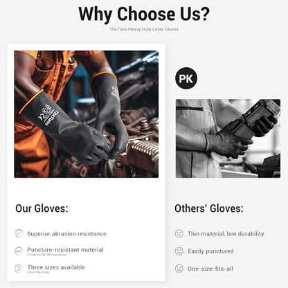 ThxToms Chemical Resistant Gloves, Puncture Resistant,Latex | Heavy Duty Rubber Gloves, Acid Oil & Alkali Resistant for Industrial Cleaning, Auto Repair, Mechanics, 18", 1 Pair - color: 18"
