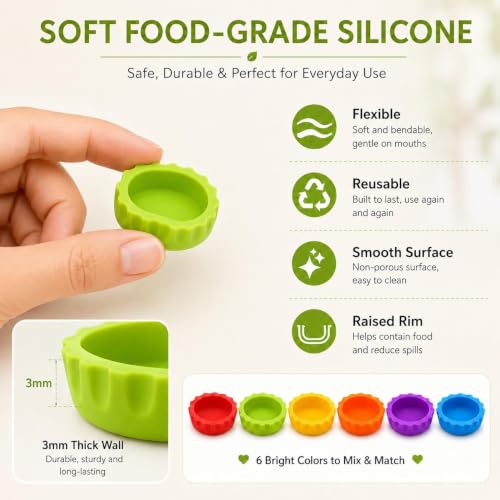 Meow&Woof Reusable Silicone Reptile Feeding Cups – Bearded Dragon Water Bowl & Crested Gecko Food Dish, Habitat Tank Starter Kit Accessories for Turtle, Snake, Hermit Crab- 6 Pcs - color: 6pcs
