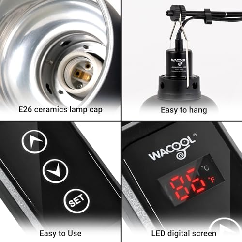 WACOOL TERRA Reptile Light Fixture with Dimming Thermostat, 5.5 Inch Deep Dome Reptile Heat Lamp Fixture with Temperature Controller - style: 5.5 inch-1pack