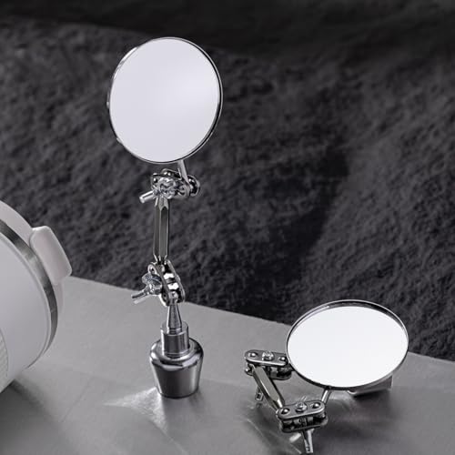 Kingdder 2pcs 2 Inch Inspection Mirrors Magnetic Base with Adjustable Arm | Round Swivel Angle Ball Joint, for Welding, Machine Maintenance, for Technicians, Auto Mechanics - size: 2 Inch