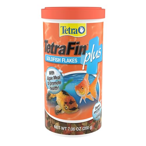Tetra TetraFin Plus Goldfish Flakes Fish Food with Algae, 7.06 oz | Added Algae for Optimal Health, Balanced Daily Diet for Goldfish and Small Koi, Color-Enhancing, Clean & Clear Water Formula - size: 7.06 Ounce (Pack of 1)