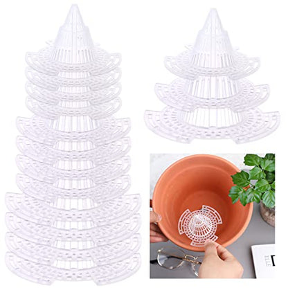 WWahuayuan Cone Flower Pot Mesh Pad, 30 Pcs Upgraded Planter Bottom Grid Mat, DIY Planter Drainage Netting for Bonsai, 3 Sizes, Outdoor Indoor Usage