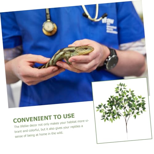 2pcs Reptile Simulation Plant Hanging Rattan Decor for Terrarium Habitat Lifelike Leaves for Lizards Snakes Crabs More Creates Natural Hiding Spots and Vibrant Environment