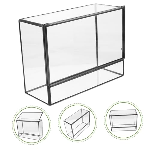 POPETPOP Geometric Glass Ecosystem Terrarium for Mini Rainforest Display Small Moss Planter Box Lid DIY Desktop Micro Landscape Holder