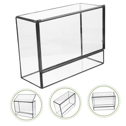 POPETPOP Geometric Glass Ecosystem Terrarium for Mini Rainforest Display Small Moss Planter Box Lid DIY Desktop Micro Landscape Holder