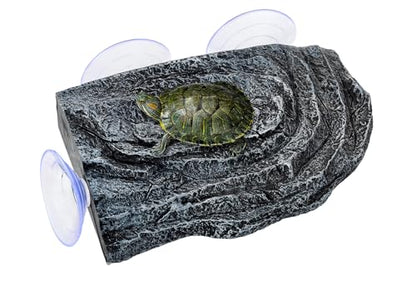 Turtle Basking Platform with 3pcs Suction Cups Resin Floating Climbing Terrace Simulated Rock Resting Dock for Semiaquatic Tortoise Frogs Lizards - style: Style B