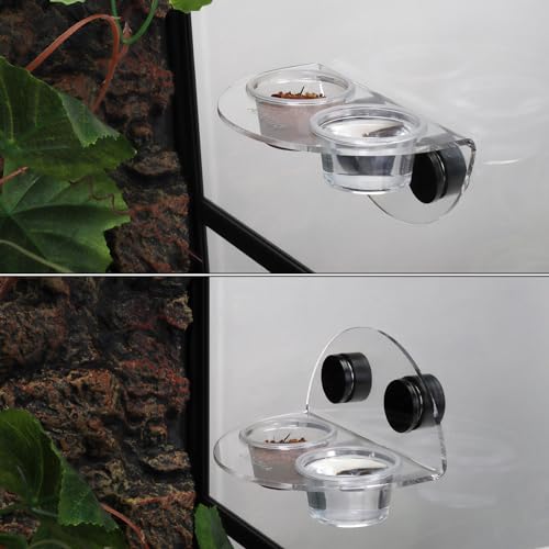 AIICIOO Crested Gecko Food Dish - Strong Magnetic Reptile Feeding Ledge for Bearded Dragon Lizard Crested Gecko Tank Accessories with 6 Pack Plastic Cup - size: Food Dish White