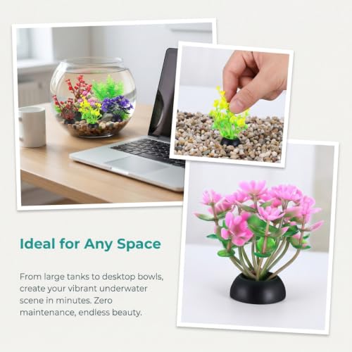 PATKAW Terrarium Plants 20pcs Miniature Aquarium Plants Mini Fish Tank Grass Tiny Greenery Ornament for Micro Landscape Bonsai Food Serving Plate Decorations Mixed Style Terrarium Decor