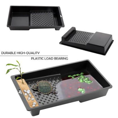 2 Pack Large Reptile Habitat Turtle Bathing Pool Amphibian Reptile Food Bowl and Water Dish DIY Landscaping Habitat Aquarium Decoration Basin for Turtle Horned Frog Lizard Gecko Hermit Crab Small