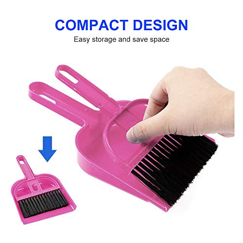 Mini Dustpan and Brush Set, Portable Exquisite Pet Waste Cleaning Kit, Hamster Sand Scooper Cage Cleaning Tool for Small Pets Guinea Pigs Hedgehogs Hamsters Chinchillas Rabbits(Pink) - color: Pink