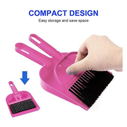 Mini Dustpan and Brush Set, Portable Exquisite Pet Waste Cleaning Kit, Hamster Sand Scooper Cage Cleaning Tool for Small Pets Guinea Pigs Hedgehogs Hamsters Chinchillas Rabbits(Pink) - color: Pink