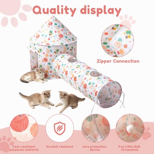 Cat Bad Pop Up Collapsible Yurt Tent, Pet Rest Hut for Indoor | Foldable Cats Cave Hideout Pet Toys ,Cat Rest Hut for Bunny, Guinea Pig, Ferrets, Puppy - color: Pale pink